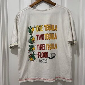 Vintage White Graphic Tee with Tequila Print Women’s medium cropped fit